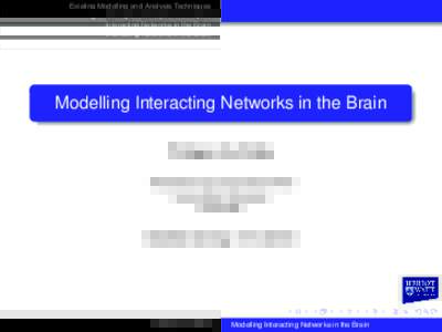 Existing Modelling and Analysis Techniques Interacting Networks in the Brain Modelling Interacting Networks in the Brain Philippe De Wilde Department of Computer Science