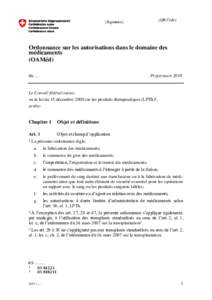 [QR Code]  [Signature] Ordonnance sur les autorisations dans le domaine des médicaments