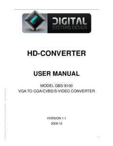 HD-CONVERTER  -- Converted from Word to PDF for free by Fast PDF -- www.fastpdf.com -- USER MANUAL MODEL GBS-8100