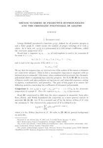 JOURNAL OF THE AMERICAN MATHEMATICAL SOCIETY Volume 00, Number 0, Xxxx XXXX, Pages 000–000 SXXMILNOR NUMBERS OF PROJECTIVE HYPERSURFACES