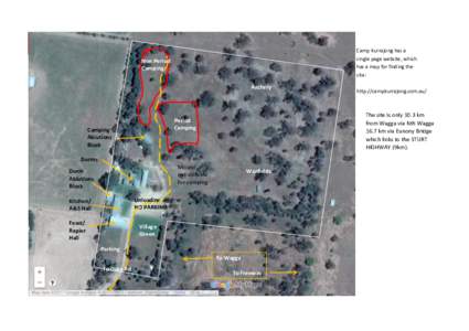 Camp Kurrajong has a single page website, which has a map for finding the site:  Non Period