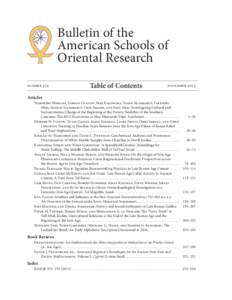 Bulletin of the American Schools of Oriental Research Number 374	  Table of Contents