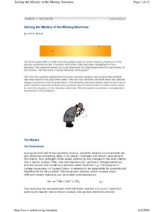 Solving the Mystery of the Missing Neutrinos  Page 1 of 13 Solving the Mystery of the Missing Neutrinos