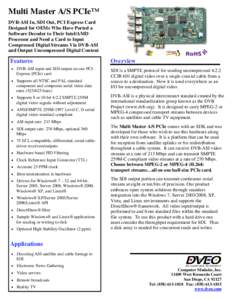 Multi Master A/S PCIe™ -- DVB-ASI In, SDI Out, PCIe Card