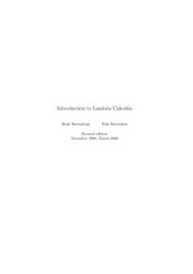 Introduction to Lambda Calculus Henk Barendregt Erik Barendsen  Revised edition