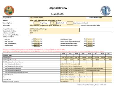 Hospital Review Hospital Profile Hospital Name: Cape Canaveral Hospital