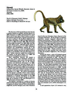 Kipunji  Rungwecebus kipunji (Ehardt, Butynski, Jones & Davenport in Jones et al., 2005) Tanzania (2006, 2008)