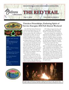 THE ONTEORA ALUMNI ASSOCIATION NEWSLETTER  THE RED TRAIL Dec. 1, 2014  Volume 14, Issue 5