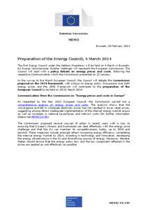 EUROPEAN COMMISSION  MEMO Brussels, 28 February[removed]Preparation of the Energy Council, 4 March 2014