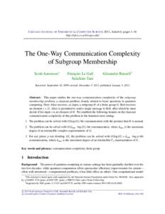 The One-Way Communication Complexity of Subgroup Membership