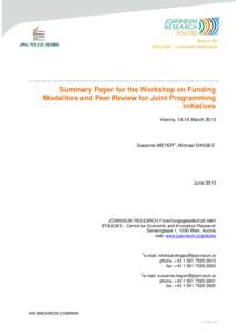 Microsoft Word - Summary Paper Funding and Peer Review - 3rd WorkshopV4