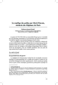 Le torpillage des poilus par Clovis Vincent, médecin des Hôpitaux de Paris Professeur Jacques Poirier1 Professeur honoraire à la faculté de médecine Pitié-Salpêtrière, Ancien chef de service à l’hôpital de la