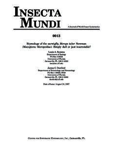 INSECTA MUNDI A Journal of World Insect Systematics  0013