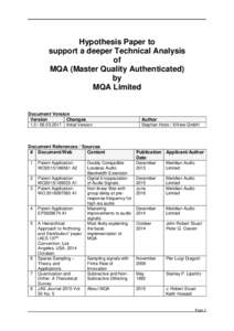 Hypothesis Paper to support a deeper Technical Analysis of MQA (Master Quality Authenticated) by MQA Limited