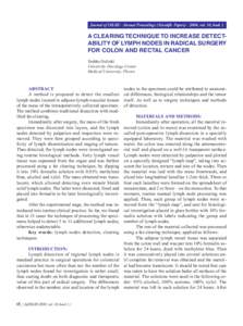 Journal of IMAB - Annual Proceedings (Scientific Papers, vol. 10, book 1  A CLEARING TECHNIQUE TO INCREASE DETECTABILITY OF LYMPH NODES IN RADICAL SURGERY FOR COLON AND RECTAL CANCER Tashko Deliiski University On