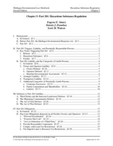 Michigan Environmental Law Deskbook Second Edition Hazardous Substance Regulation Chapter 5