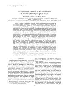 Ecological Monographs, 79(1), 2009, pp. 127–154 Ó 2009 by the Ecological Society of America Environmental controls on the distribution of wildfire at multiple spatial scales MARC-ANDRE´ PARISIEN1,2,3