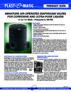 PRODUCT DATA  MINIATURE AIR-OPERATED DIAPHRAGM VALVES FOR CORROSIVE AND ULTRA-PURE LIQUIDS 1/4