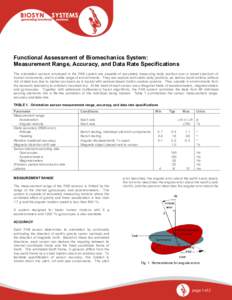 Functional Assessment of Biomechanics System: Measurement Range, Accuracy, and Data Rate Specifications The orientation sensors employed in the FAB system are capable of accurately measuring body position over a broad sp