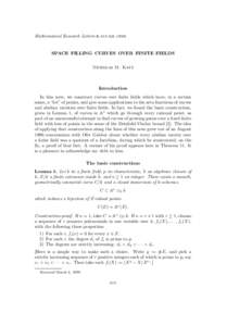 Mathematical Research Letters  6, 613–SPACE FILLING CURVES OVER FINITE FIELDS Nicholas M. Katz