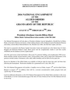 NATIONAL ENCAMPMENT COMES TO ABRAHAM LINCOLN’S HOME TOWN!! 2016 NATIONAL ENCAMPMENT OF THE