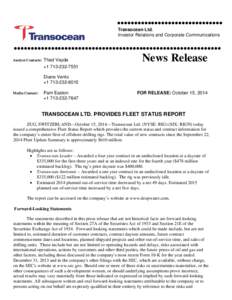  Transocean Ltd. Investor Relations and Corporate Commu