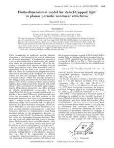 October 15, Vol. 31, NoOPTICS LETTERSFinite-dimensional model for defect-trapped light in planar periodic nonlinear structures