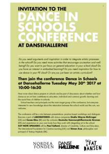 INVITATION TO THE  DANCE IN SCHOOLS CONFERENCE AT DANSEHALLERNE