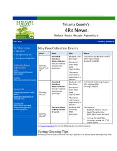 Tehama County’s  4Rs News Reduce Reuse Recycle Repurchase May 2013