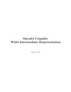Open64 Compiler Whirl Intermediate Representation
