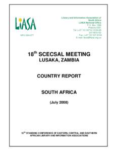 NPO[removed]Library and Information Association of South Africa LIASA National Office P.O. Box 1598