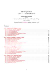 The Enzyme List Class 1 — Oxidoreductases Nomenclature Committee of the International Union of Biochemistry and Molecular Biology (NC-IUBMB)
