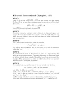 Fifteenth International Olympiad, [removed]. −−→ −−→ −−→ Point O lies on line g; OP1 , OP2 , ..., OPn are unit vectors such that points