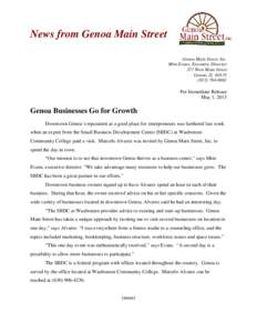 News from Genoa Main Street Genoa Main Street, Inc. Mim Evans, Executive Director 327 West Main Street Genoa, IL[removed]6961