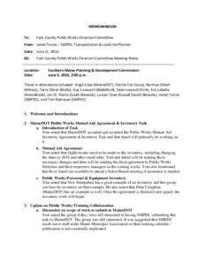 MEMORANDUM To: York County Public Works Directors Committee  From: Jamel Torres – SMPDC Transportation & Land Use Planner
