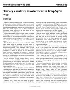 World Socialist Web Site  wsws.org Turkey escalates involvement in Iraq-Syria war