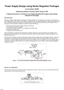 Power Supply Design with Series Regulator Packages