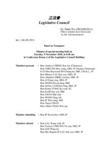 立法會 Legislative Council LC Paper No. CB[removed]These minutes have been seen by the Administration) Ref : CB1/PL/TP/1