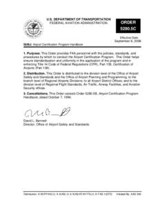 Order 5280.5C, Airport Certification Program Handbook, Sept. 8, 2006