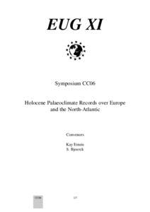 EUG XI  Symposium CC06 Holocene Palaeoclimate Records over Europe and the North-Atlantic
