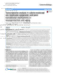Transcriptome analysis in calorie-restricted rats implicates epigenetic and post-translational mechanisms in neuroprotection and aging