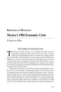 RESPONSES TO MIGRATION  Mexico’s 1982 Economic Crisis