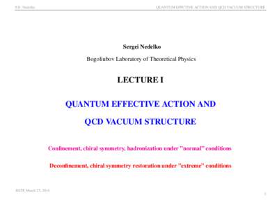 S.N. Nedelko  QUANTUM EFFCTIVE ACTION AND QCD VACUUM STRUCTURE Sergei Nedelko Bogoliubov Laboratory of Theoretical Physics