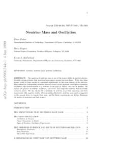 1  Preprint LNS, NSF-PT-99-1, UR-1569 Neutrino Mass and Oscillation