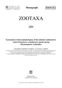Systematic revision and phylogeny of the endemic southeastern Asian Pristaulacus comptipennis species group (Hymenoptera: Aulacidae)