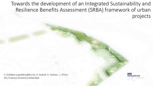 Integrating low carbon and climate adaptation benefits in an integrated  Sustainability Benefits assessment methodology