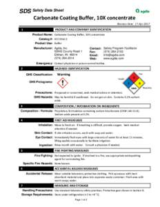 SDS Safety Data Sheet Carbonate Coating Buffer, 10X concentrate Revision Date: 17-Apr