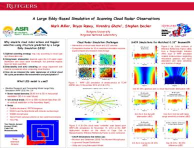 A Large Eddy-Based Simulation of Scanning Cloud Radar Observations Mark Miller, Bryan Raney, Virendra Ghate1, Stephen Decker Rutgers University National Laboratory  1Argonne