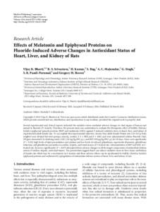 Effects of Melatonin and Epiphyseal Proteins on Fluoride-Induced Adverse Changes in Antioxidant Status of Heart, Liver, and Kidney of Rats