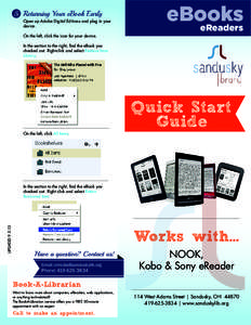 5 Returning Your eBook Early Open up Adobe Digital Editions and plug in your device. eBooks eReaders